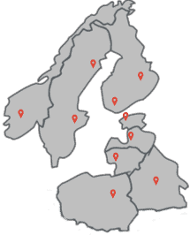 Карта Европы Сканди Прибалты с метками