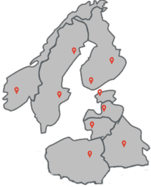 Карта Европы Сканди Прибалты с метками